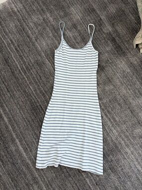 Brandy melville slim  Striped Spaghetti-Strap Dress in White and Blue